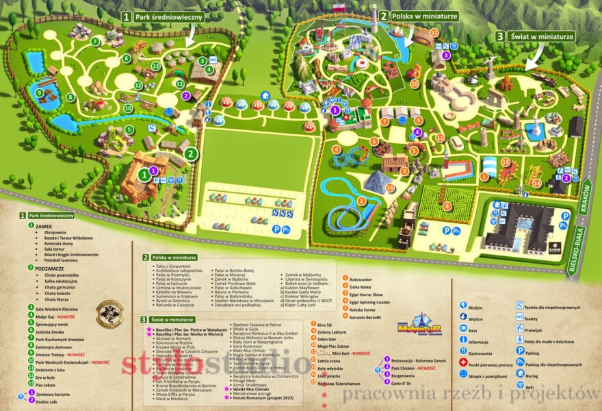Mapa Parku Miniatur dla Inwałd Park